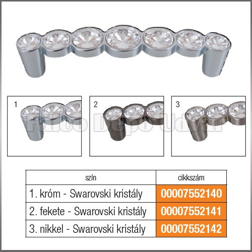 Fogantyú 633.096.KR03 96mm Swar.kr-nikkel