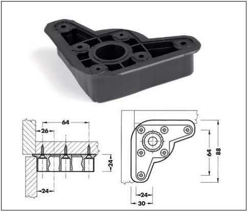 Szintezőláb Talp (835 KO) 450 T2 Lábhoz 88x88x24mm Fekete