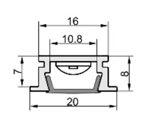 Zobal LED profil süllyesztett 3500mm takaróbúra nélkül