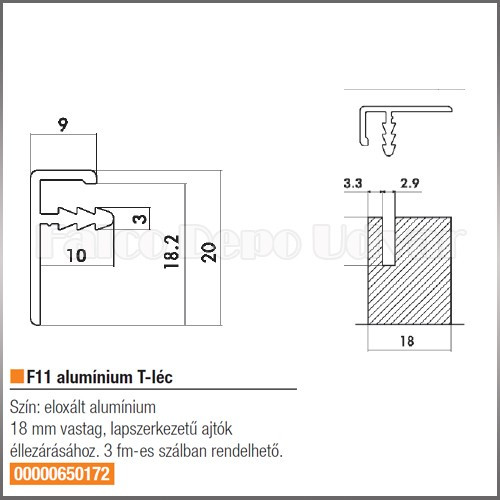 Aluminium profil F11 T-léc 3fm