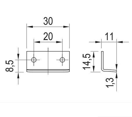 Bútorzár LE-Ütköző 30x14,5x11mm nikkel