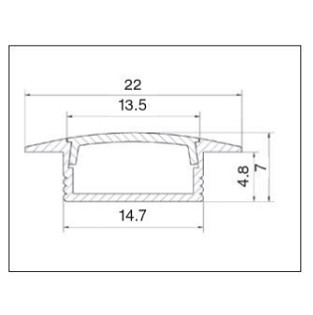 Led profil opál búrával 22/14,5x6x2000mm Süllyesztett Alumínium